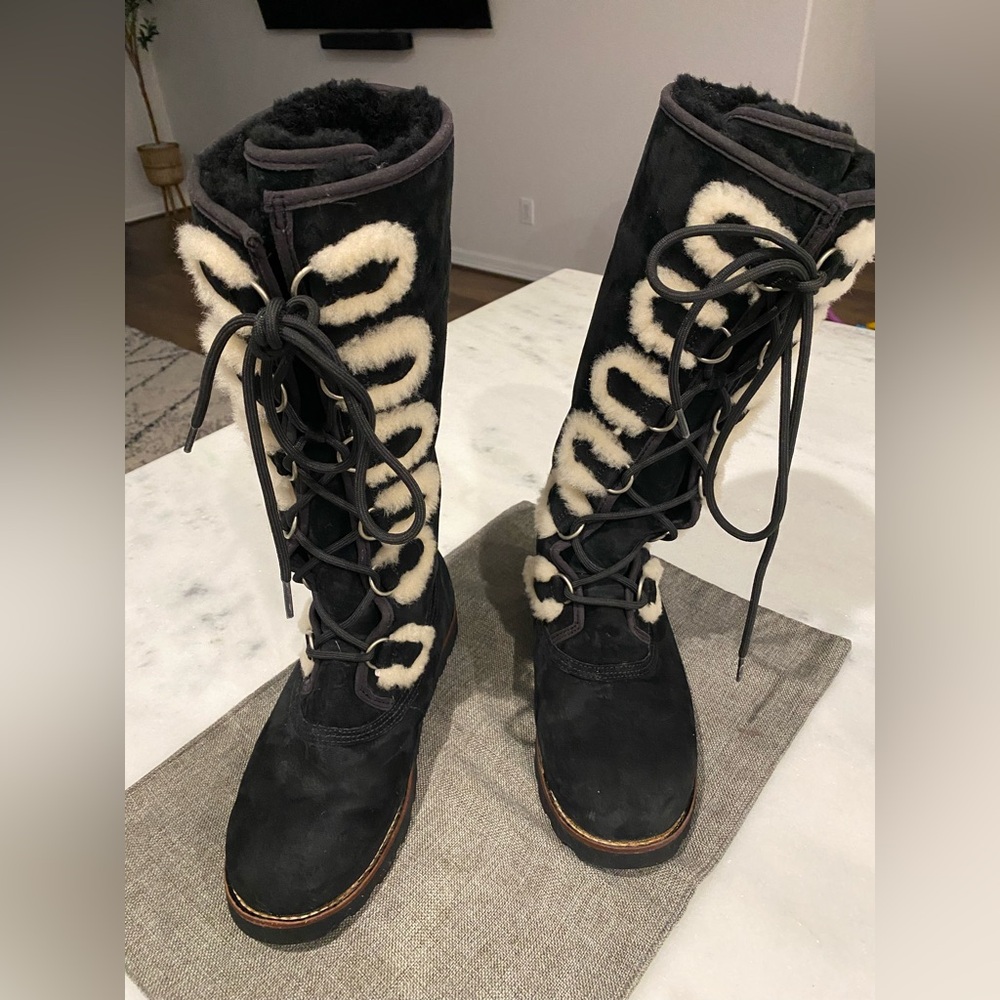 UGG Black Lace-Up Winter Boots